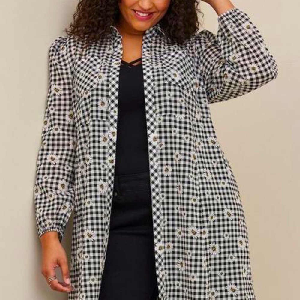 Torrid Kimono Gingham Cotton Daisies Dusters